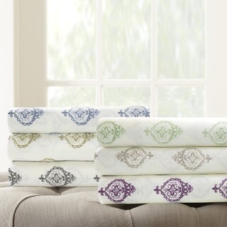 Printed Medallion Egyptian Cotton 4-piece Sheet Set