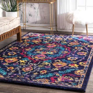 nuLOOM Vibrant Leaflet Medallion Multi Rug (8' x 10')