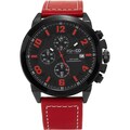 SO&CO New York Men's Monticello Quartz Red Leather Strap Watch