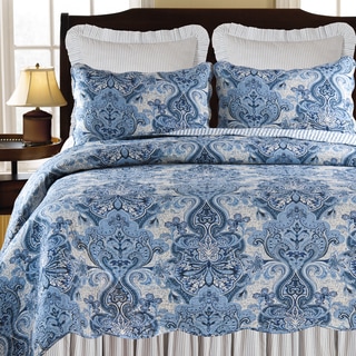 Navy Damask Cotton Standard Sham