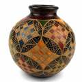 Handmade 4-inch Tall Vase - Geometric Squares Design (Nicaragua)