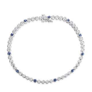 Andrew Charles 18k White Gold 2ct TDW Diamond and Sapphire Tennis Bracelet (G-H, VS1-VS2)