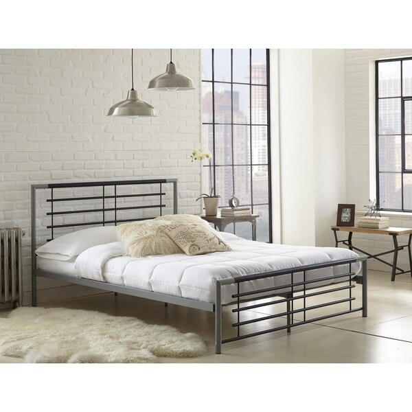 Sleep Sync Kenmore Silver and Black Metal Platform Bed