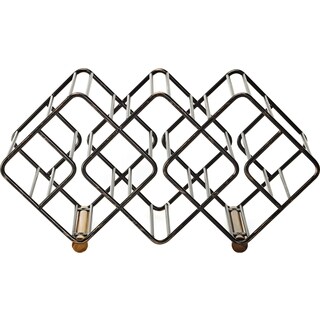 Stackable 12 Bottle Wine Rack W Antique Black Finish And Acacia Wood