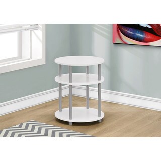 Accent Table-19"Diameter/White With Silver Accent