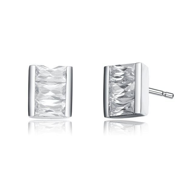 Shop Collette Z Sterling Silver Cubic Zirconia Rectangle Stud Earrings