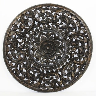 Haussmann Sand Washed Natural Wax 3D Inlay Round Lotus Panel (Thailand)