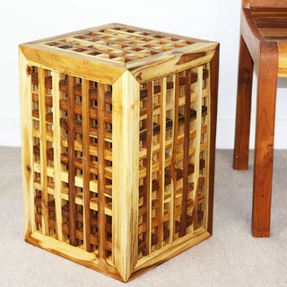 Teak Oil Teak Block Lattice 18-inch Table (Thailand)