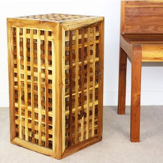 Teak Oil Teak Block Lattice 23-inch Table (Thailand)