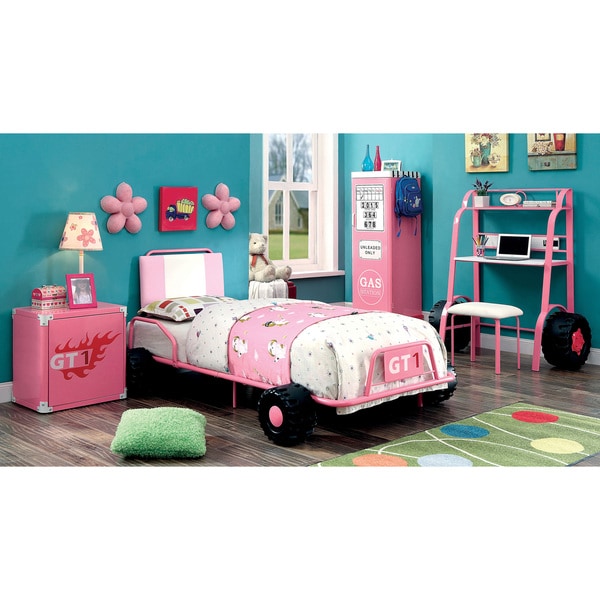 Furniture of America Jessie Pink Metal 5-piece Racing Twin-size Bedroom Set