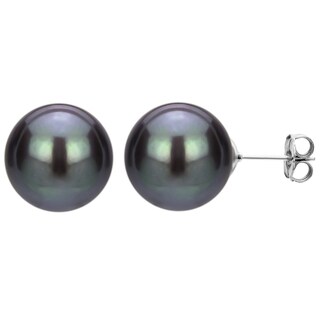 Sterling Silver Black Freshwater Pearl Stud Earrings (5-13 mm)