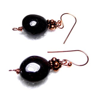 Deep Red Garnet Copper Antiqued Earrings