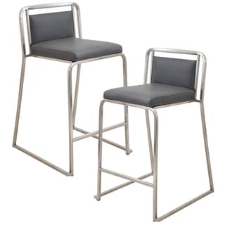 Pair of Cascade Contemporary Stainless Steel 24 Counter Stools