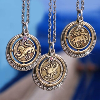 Sweet Romance Pewter Zodiac Astrology Pendant Necklace