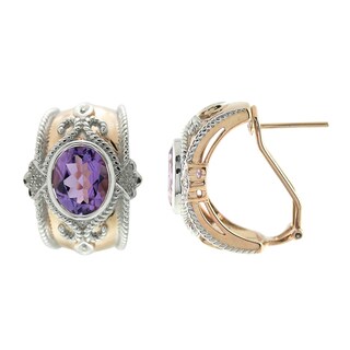 Sonia Bitton Sterling Silver 4 1/10ct TGW Amethyst and Diamond Accent Earrings (I-J, SI1-SI2)