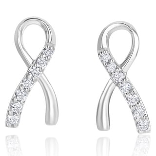Andrew Charles 14k White Gold 1/2ct TDW Diamond Ribbon Earrings (H-I, SI2-I1)