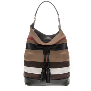 Burberry Tassled Ashby in Canvas Check and Leather