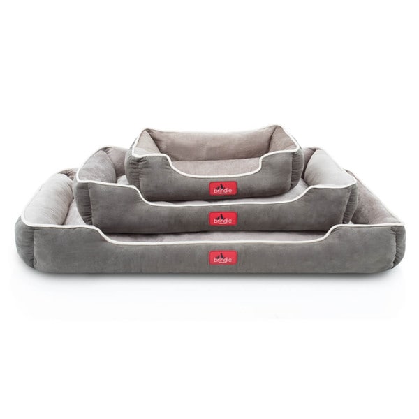 Brindle Washable Rectangle Dog Bed with Raised Bolster Design