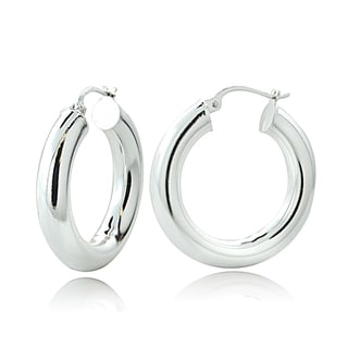 Mondevio High Polished 5mm Round Hoop Earrings, 20mm-40mm