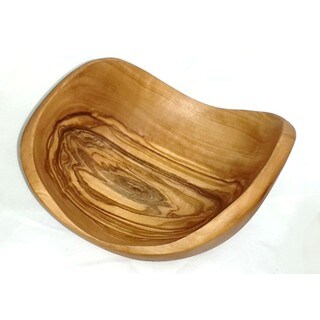 Set of 2 Le Souk Olivique Olive Wood Natural Form Small Oval Bowls (Tunisia)