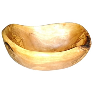 Set of 2 Le Souk Olivique Olive Wood Natural Form Medium Oval Bowls (Tunisia)