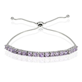 Glitzy Rocks Sterling Silver Birthstone Adjustable Bracelet