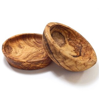 Set of 2 Le Souk Olivique Olive Wood Pinch/ Prep Large Bowls (Tunisia)
