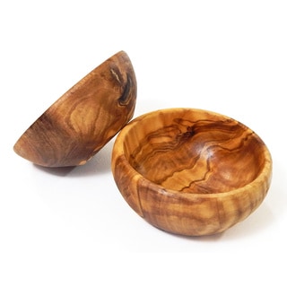 Set of 2 Le Souk Olivique Olive Wood Pinch/ Prep Small Bowls (Tunisia)