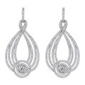 PalmBeach Silver Overlay Micropave Cubic Zirconia Knotted Loop Drop Earrings