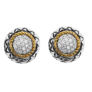 Meredith Leigh 14k Yellow Gold and Sterling Silver Cubic Zirconia Earrings