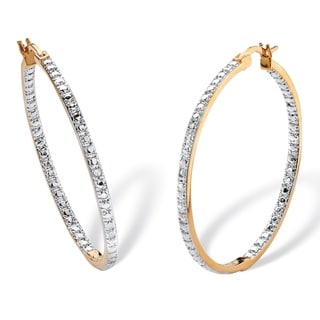 PalmBeach 18k Yellow Gold Overlay Diamond Accent Inside-out Hoop Earrings