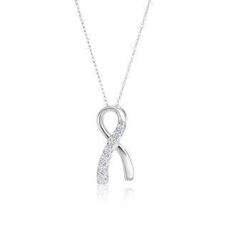 Andrew Charles 14k White Gold 2/5ct TDW Diamond Ribbon Pendant Necklace (H-I, SI2-I1)