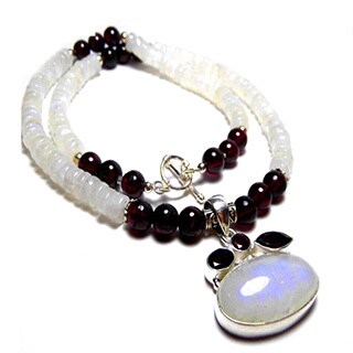 Flash Moonstone Garnet Toggle Necklace
