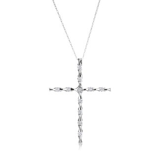 Andrew Charles 14k White Gold 1/2ct TDW Diamond Cross Pendant Necklace (H-I, SI2-I1)