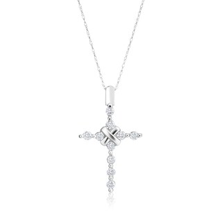 Andrew Charles 14k White Gold 1/2ct TDW Diamond Cross Pendant Necklace (H-I, SI2-I1)