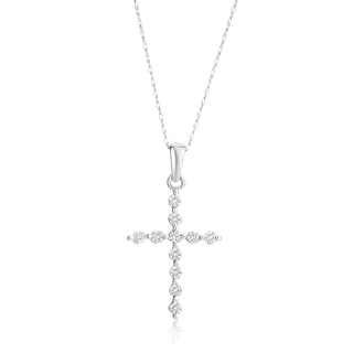 Andrew Charles 14k White Gold 1/2ct TDW Diamond Cross Pendant Necklace (H-I, SI2-I1)