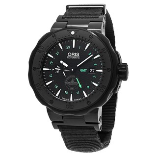 Oris Men's 747 7715 7754 SET 'Diver Force Recon' Black Dial Black Strap GMT Titanium Swiss Automatic Watch