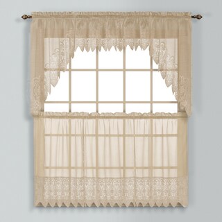 Valerie Macrame and Sheer Voile Kitchen Tiers and Toppers