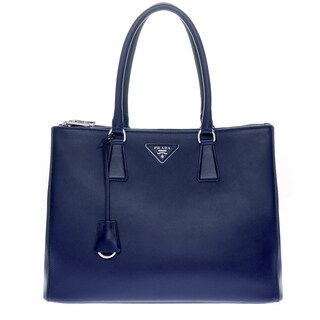 Prada Galleria City Blue Leather Double Handle Bag