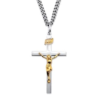 PalmBeach 14k Gold over Silver INRI Crucifix Pendant Necklace
