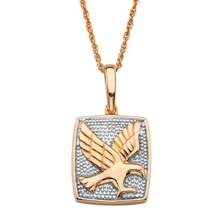 PalmBeach 18k Gold over Silver Round Diamond Accent Two-tone Flying Eagle Pendant Necklace