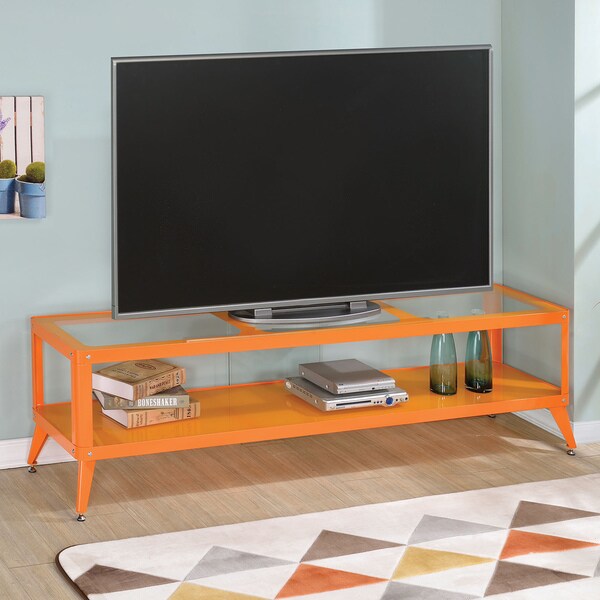 Furniture of America Linden Modern Glass Top TV Stand 18384373