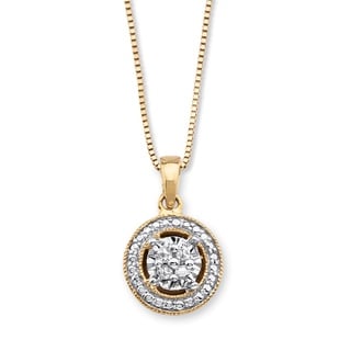 PalmBeach 14k Gold over Silver Diamond Accent Halo-Style Pendant Necklace
