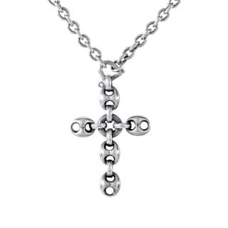 Gucci Marina Chain Sterling Silver Crucifix Pendant Necklace