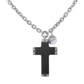 Gucci Sterling Silver Black Wood Crucifix Pendant Necklace