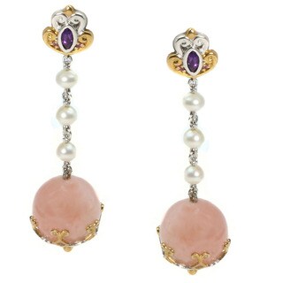 One-of-a-kind Michael Valitutti Morganite, Pearl, and Ametrine Earrings