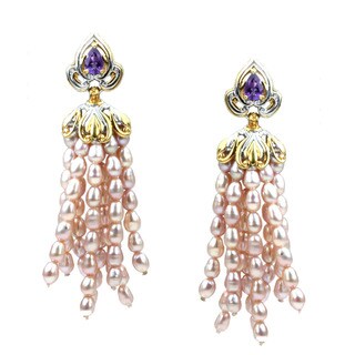One-of-a-kind Michael Valitutti African Amethyst & Pearl Earring w/ Omega