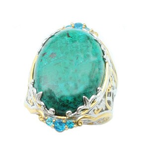 One-of-a-kind Michael Valitutti Crysocolla with Neon Apatite Ring