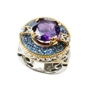 One-of-a-kind Michael Valitutti Cobalt Druzy and African Amethyst Ring