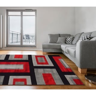 Herat Oriental Asian Hand-tufted Tibetan Red/ Black Wool Rug (5' x 7'8)